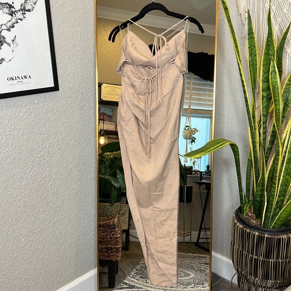 House of CB 'Soluna' Sand Thigh Split Draped Maxi Dress NWOT - Picture 10 of 12